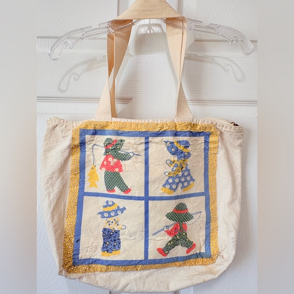 Vintage SUNBONNET SUE Canvas Book Bag Tote, Double Sided USA - Picture 3 of 11